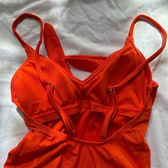 Xhilaration Orange One Piece Front Bow Detail Cheeky Swimsuit Size Small - Picture 5 of 8
